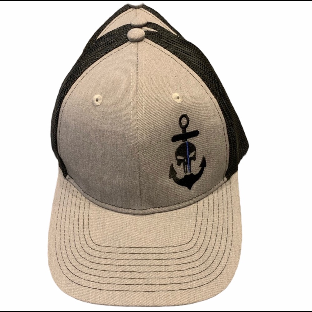 Thin Blue Line Punisher Skull and Anchor Hat